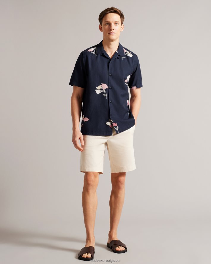 être Ted Baker Hommes neele chemise imprimée à fleurs à manches courtes marine FR8J421318 vêtements