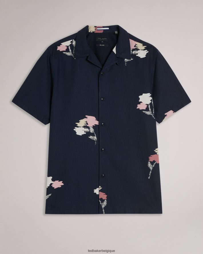 être Ted Baker Hommes neele chemise imprimée à fleurs à manches courtes marine FR8J421318 vêtements