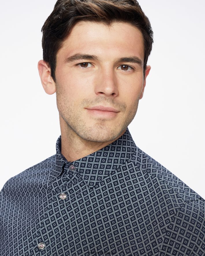 être Ted Baker Hommes notrip ls chemise à imprimé diamant marine FR8J421713 vêtements