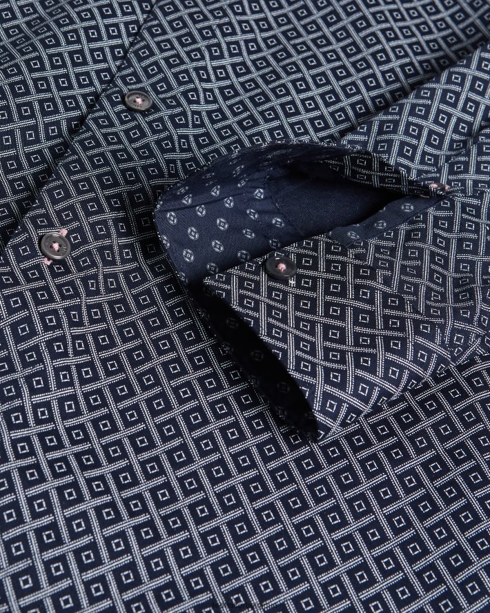 être Ted Baker Hommes notrip ls chemise à imprimé diamant marine FR8J421713 vêtements