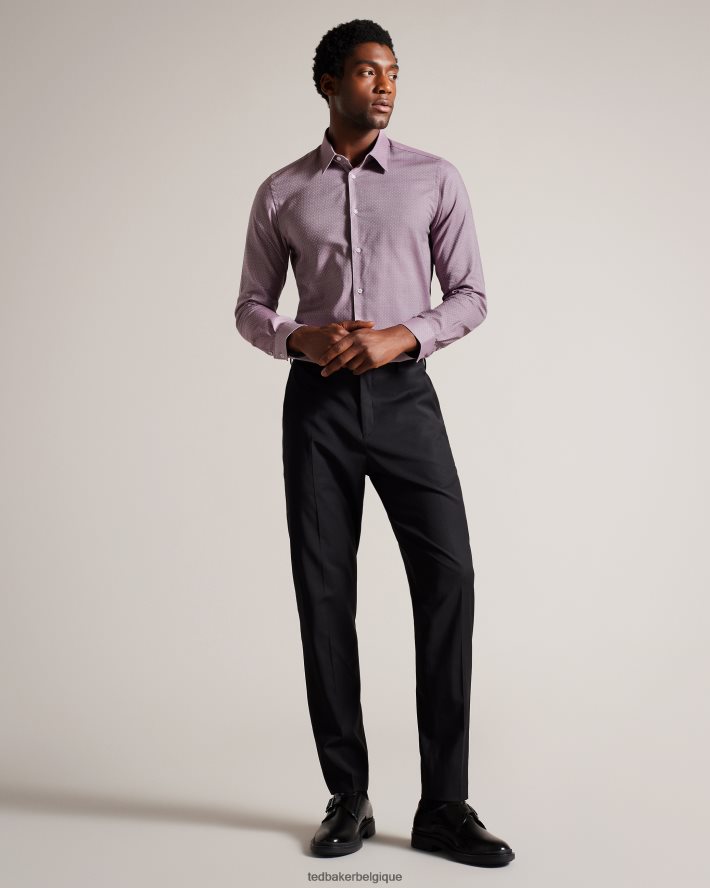 être Ted Baker Hommes sorelss - chemise à pois texturée à manches longues violet pâle FR8J421439 vêtements