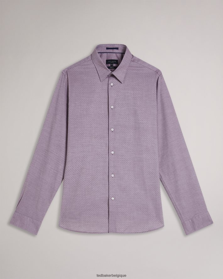 être Ted Baker Hommes sorelss - chemise à pois texturée à manches longues violet pâle FR8J421439 vêtements
