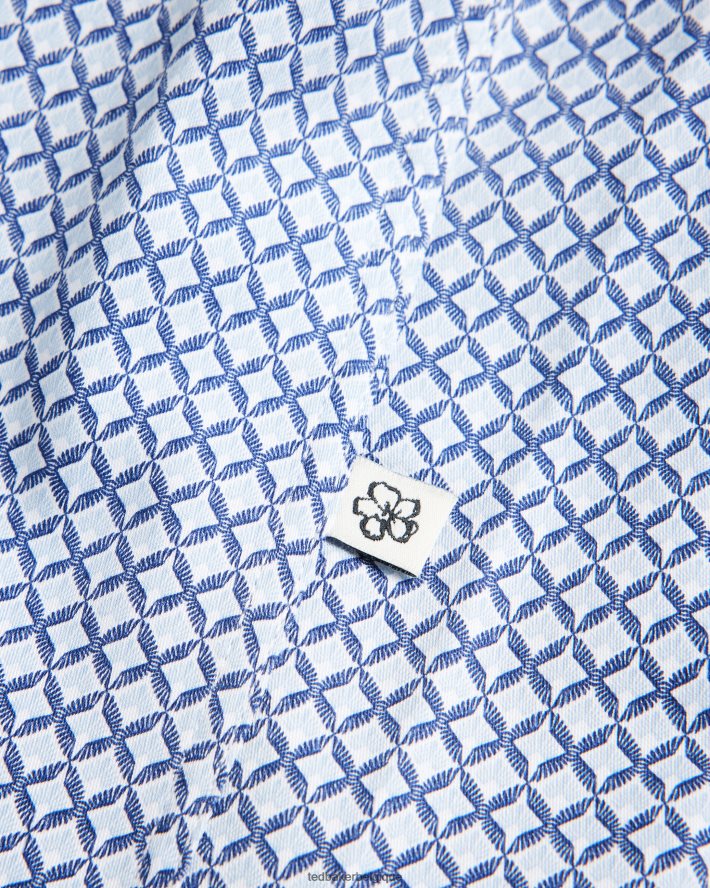 être Ted Baker Hommes strisho chemise à imprimé géométrique à manches courtes bleu foncé FR8J421338 vêtements