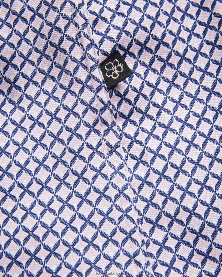 être Ted Baker Hommes strisho chemise à imprimé géométrique à manches courtes rose pâle FR8J421319 vêtements