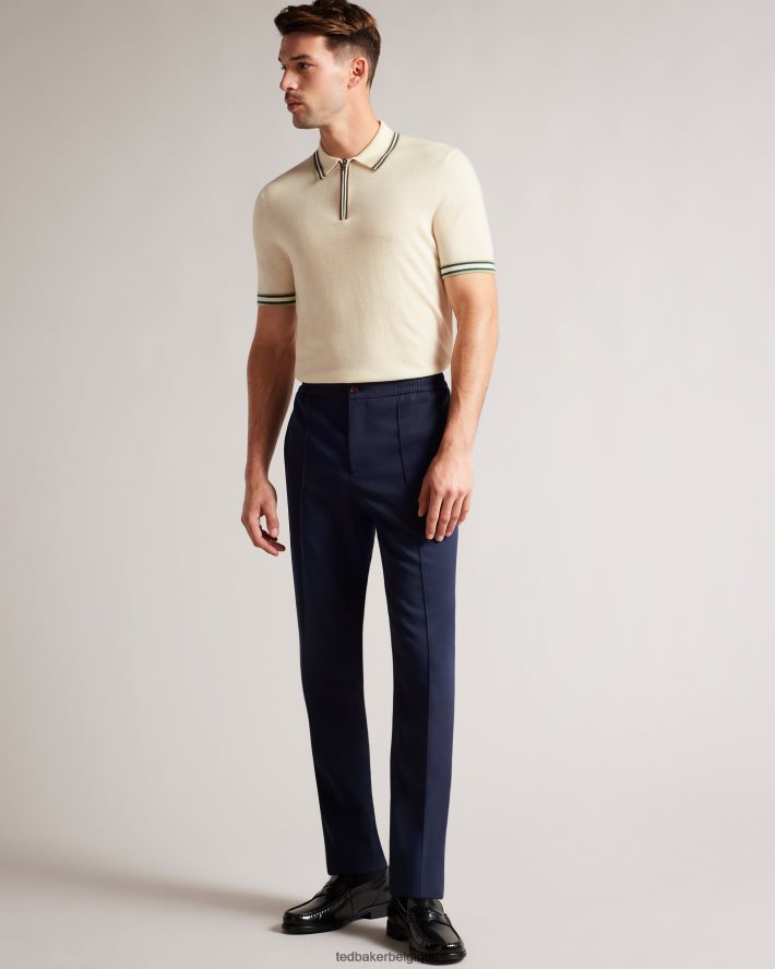 être Ted Baker Hommes Polo à manches courtes et bordure rayée Pierrot blanc FR8J421301 vêtements
