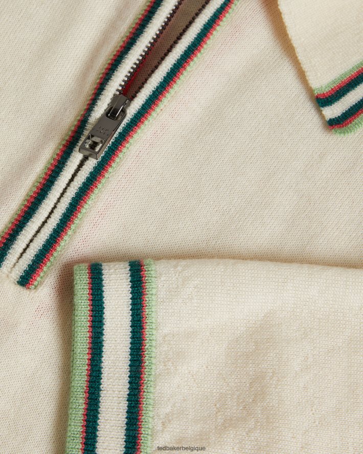 être Ted Baker Hommes Polo à manches courtes et bordure rayée Pierrot blanc FR8J421301 vêtements