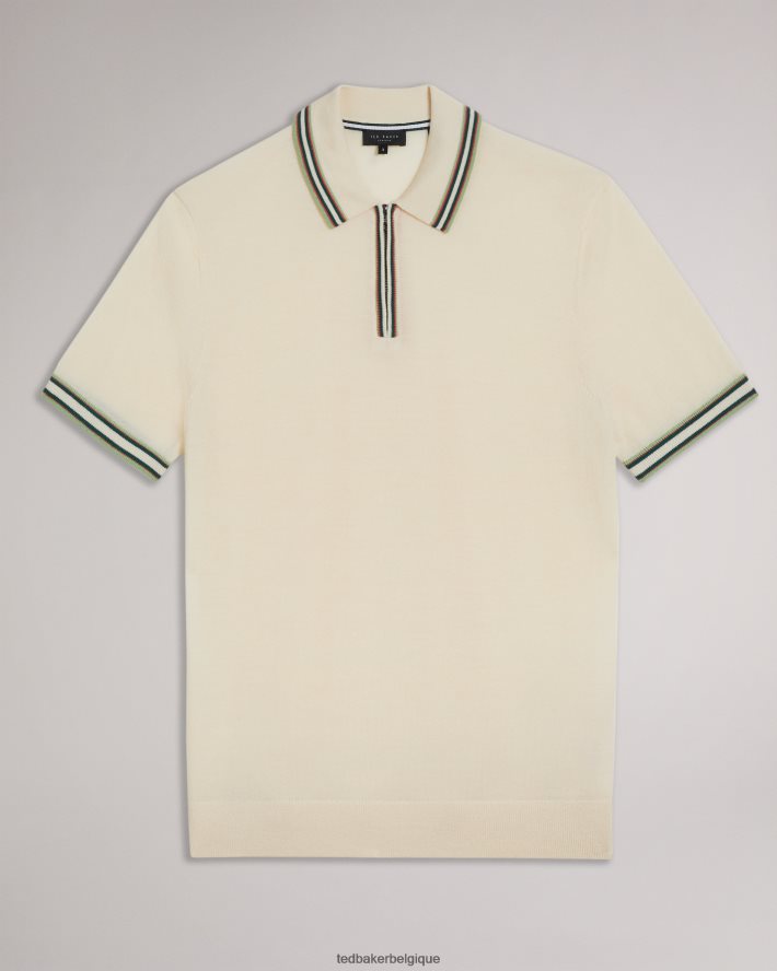 être Ted Baker Hommes Polo à manches courtes et bordure rayée Pierrot blanc FR8J421301 vêtements