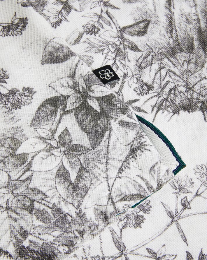 être Ted Baker Hommes Quinten - Polo à manches courtes à imprimé botanique blanc FR8J421323 vêtements