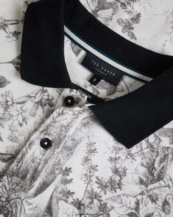 être Ted Baker Hommes Quinten - Polo à manches courtes à imprimé botanique blanc FR8J421323 vêtements