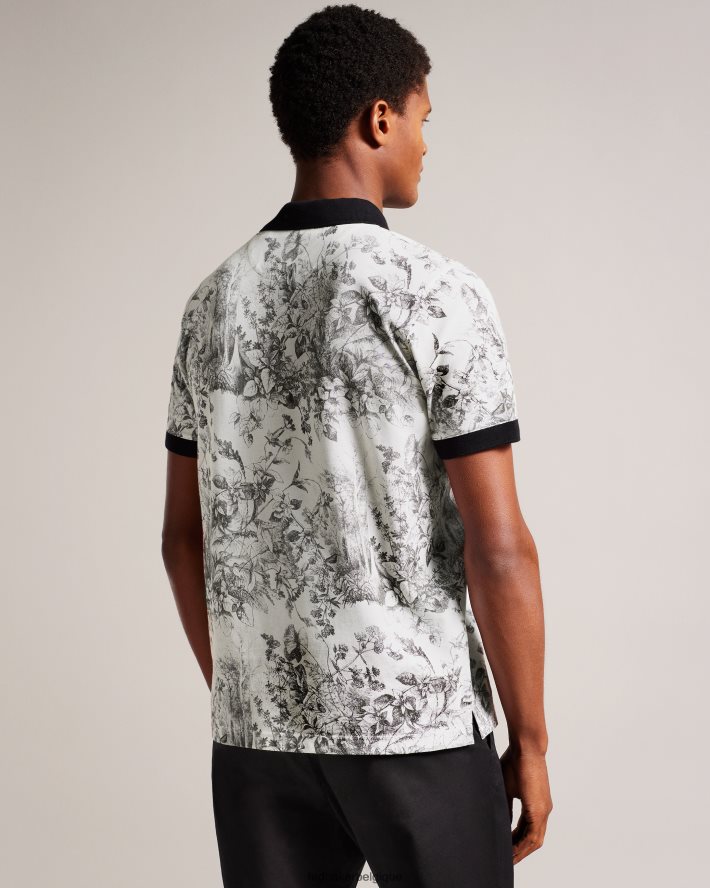 être Ted Baker Hommes Quinten - Polo à manches courtes à imprimé botanique blanc FR8J421323 vêtements