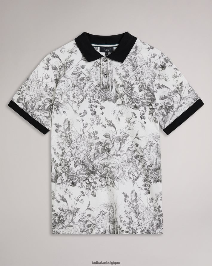être Ted Baker Hommes Quinten - Polo à manches courtes à imprimé botanique blanc FR8J421323 vêtements