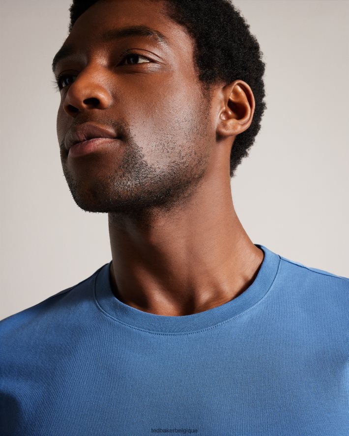 être Ted Baker Hommes Tywinn - T-shirt uni coupe classique à manches courtes bleu FR8J421531 vêtements