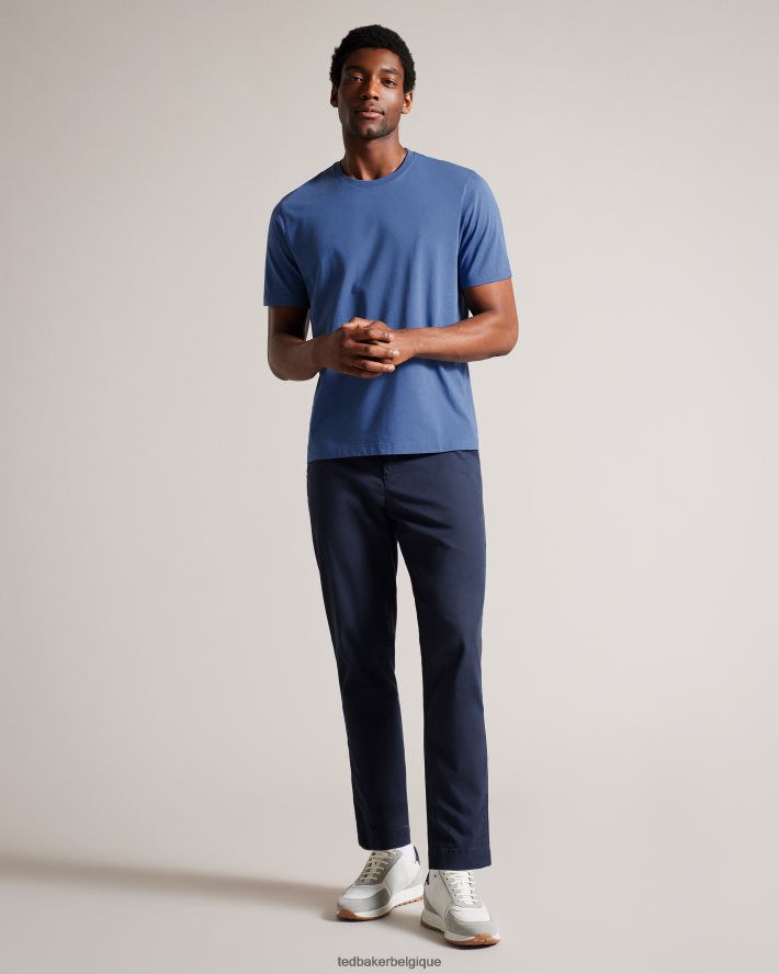 être Ted Baker Hommes Tywinn - T-shirt uni coupe classique à manches courtes bleu FR8J421531 vêtements