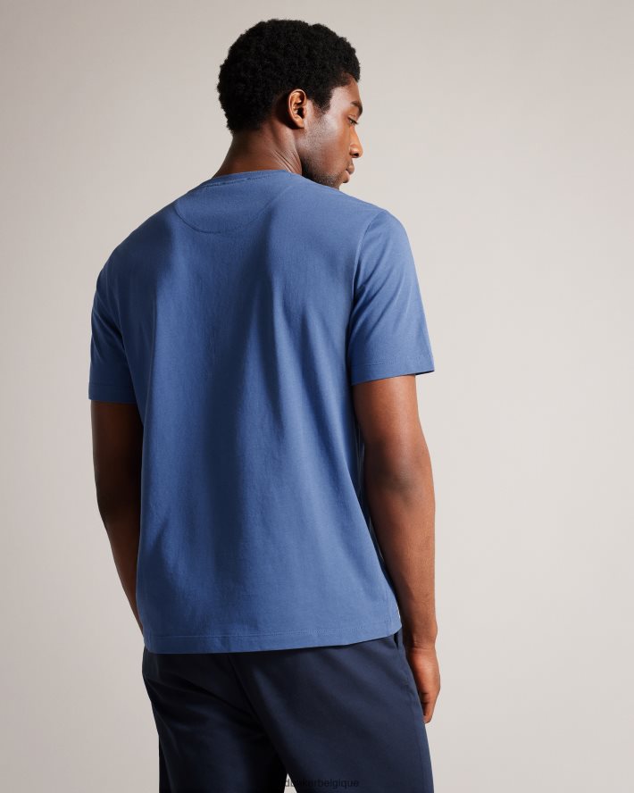 être Ted Baker Hommes Tywinn - T-shirt uni coupe classique à manches courtes bleu FR8J421531 vêtements