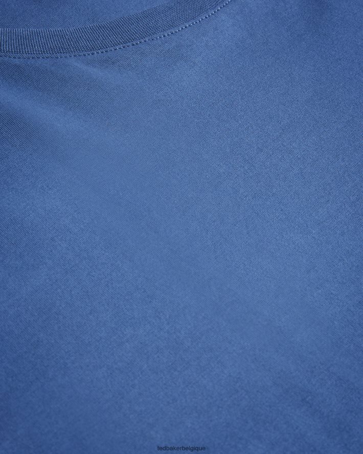 être Ted Baker Hommes Tywinn - T-shirt uni coupe classique à manches courtes bleu FR8J421531 vêtements