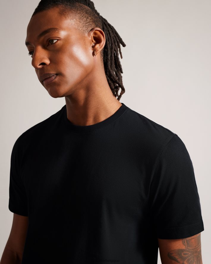être Ted Baker Hommes Tywinn - T-shirt uni coupe classique à manches courtes noir FR8J421513 vêtements