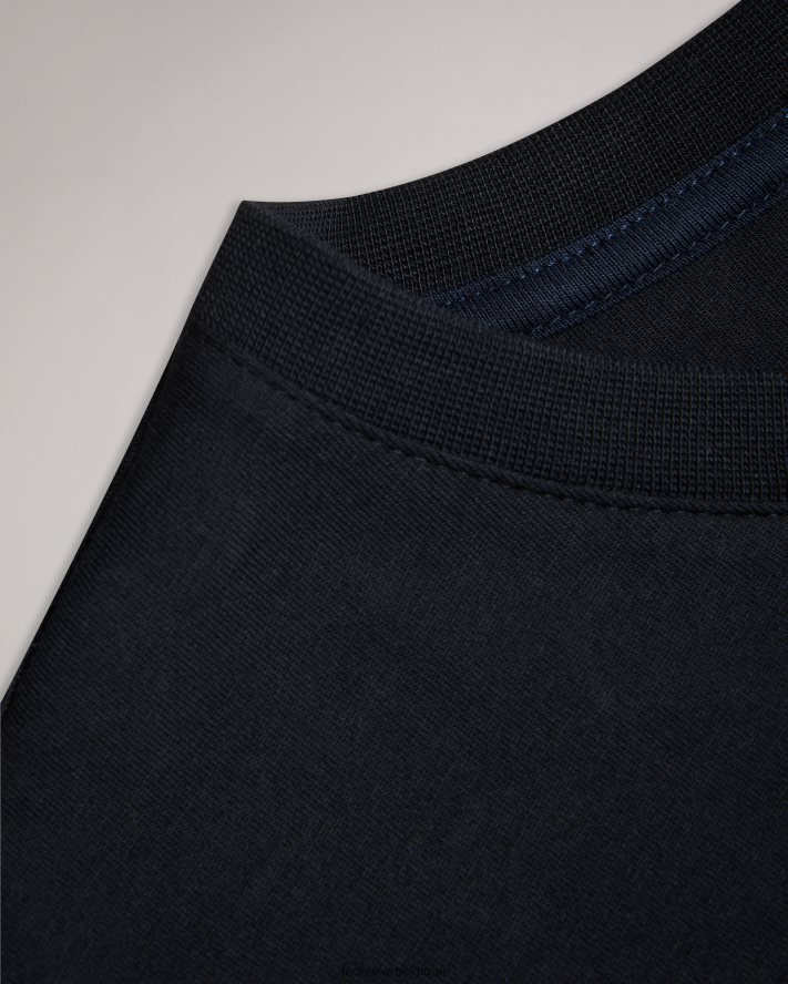 être Ted Baker Hommes Tywinn - T-shirt uni coupe classique à manches courtes noir FR8J421513 vêtements