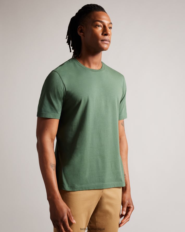 être Ted Baker Hommes Tywinn - T-shirt uni coupe classique à manches courtes vert moyen FR8J421311 vêtements