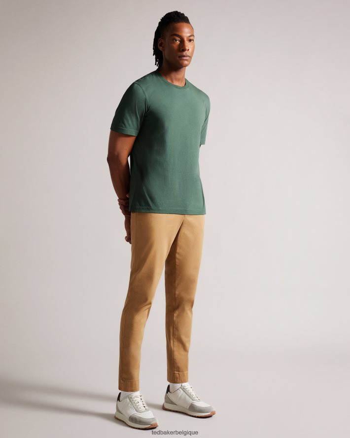être Ted Baker Hommes Tywinn - T-shirt uni coupe classique à manches courtes vert moyen FR8J421311 vêtements