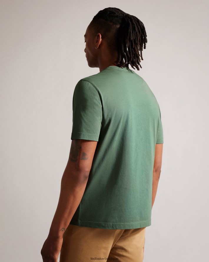 être Ted Baker Hommes Tywinn - T-shirt uni coupe classique à manches courtes vert moyen FR8J421311 vêtements