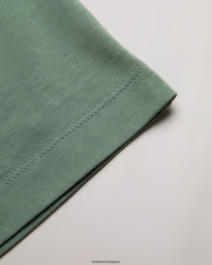 être Ted Baker Hommes Tywinn - T-shirt uni coupe classique à manches courtes vert moyen FR8J421311 vêtements