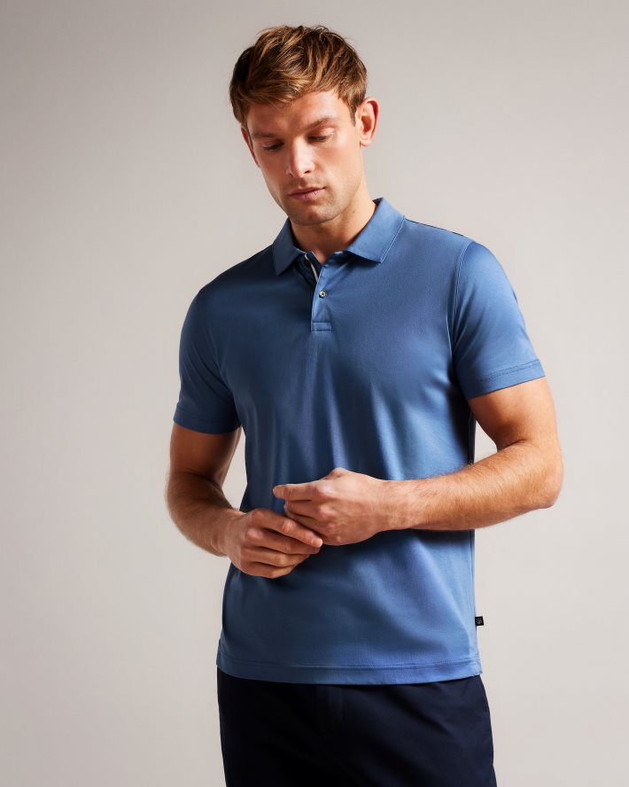 être Ted Baker Hommes Zeiter - Polo coupe slim à manches courtes bleu foncé FR8J421412 vêtements