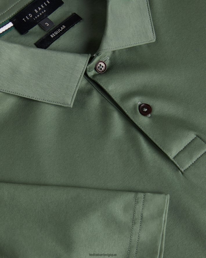 être Ted Baker Hommes Zeiter - Polo coupe slim à manches courtes kaki FR8J421310 vêtements