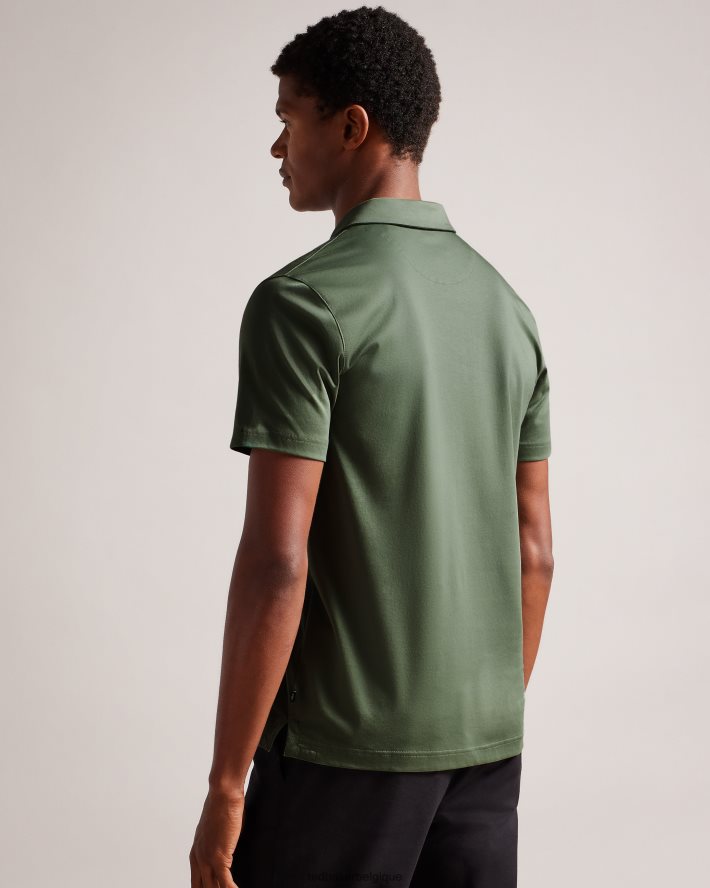 être Ted Baker Hommes Zeiter - Polo coupe slim à manches courtes kaki FR8J421310 vêtements