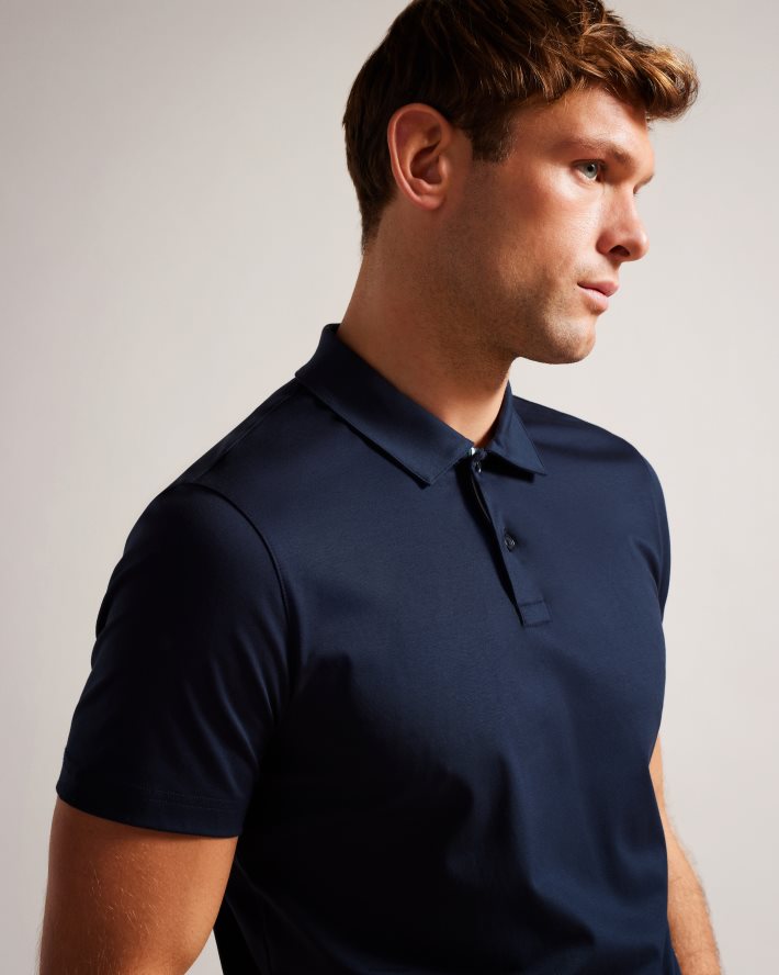 être Ted Baker Hommes Zeiter - Polo coupe slim à manches courtes marine FR8J421358 vêtements