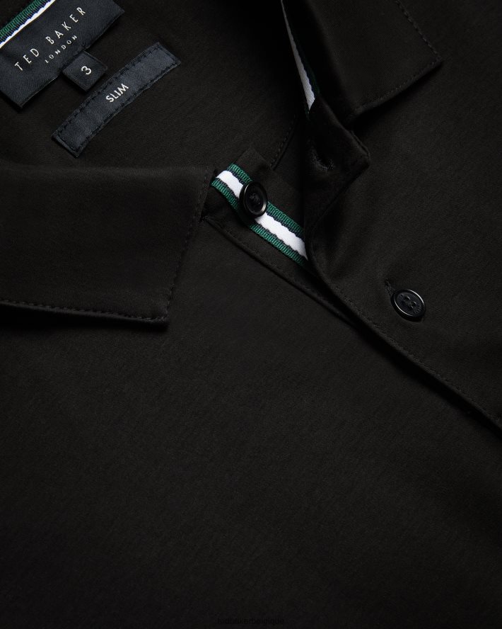 être Ted Baker Hommes Zeiter - Polo coupe slim à manches courtes noir FR8J421329 vêtements