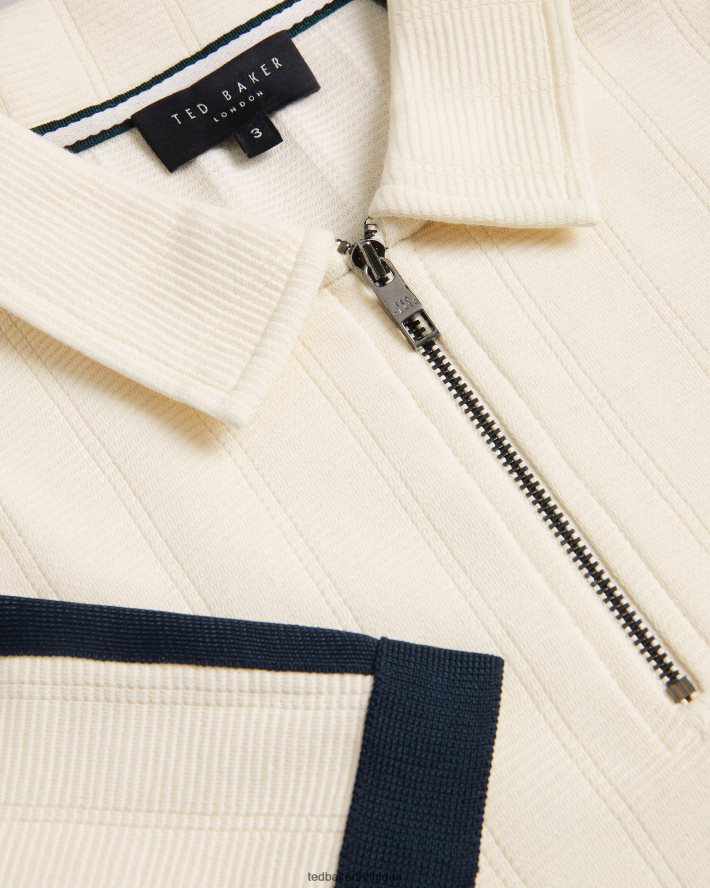 être Ted Baker Hommes abloom polo à manches courtes avec zip naturel FR8J421272 vêtements