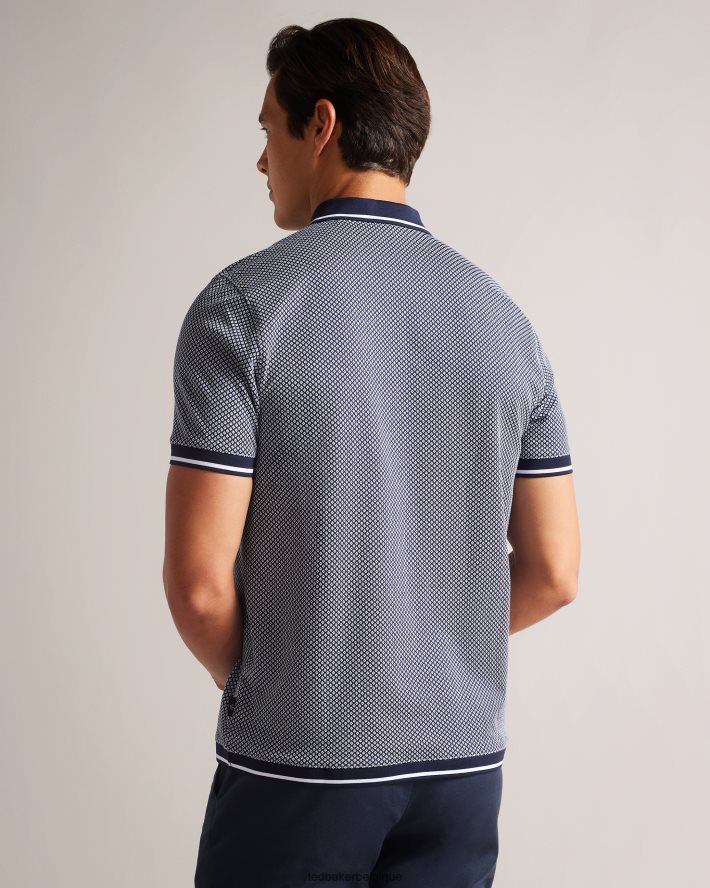 être Ted Baker Hommes affric polo régulier à manches courtes texturé géo marine FR8J421322 vêtements