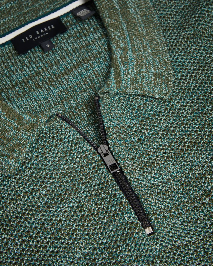 être Ted Baker Hommes blossam - polo zippé à manches courtes olive FR8J421558 vêtements