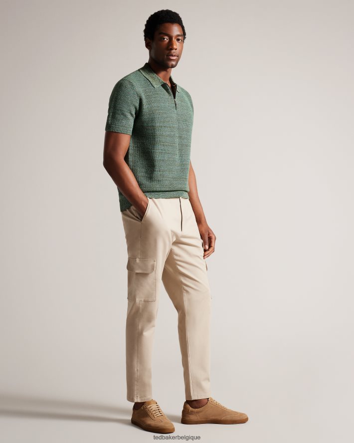 être Ted Baker Hommes blossam - polo zippé à manches courtes olive FR8J421558 vêtements