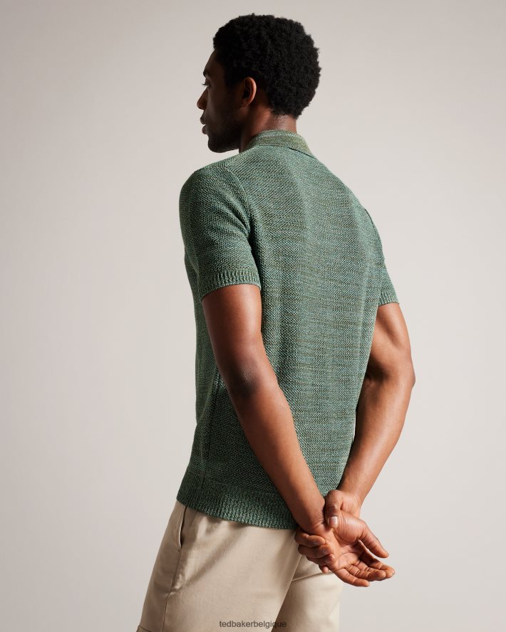 être Ted Baker Hommes blossam - polo zippé à manches courtes olive FR8J421558 vêtements