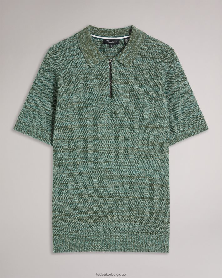 être Ted Baker Hommes blossam - polo zippé à manches courtes olive FR8J421558 vêtements