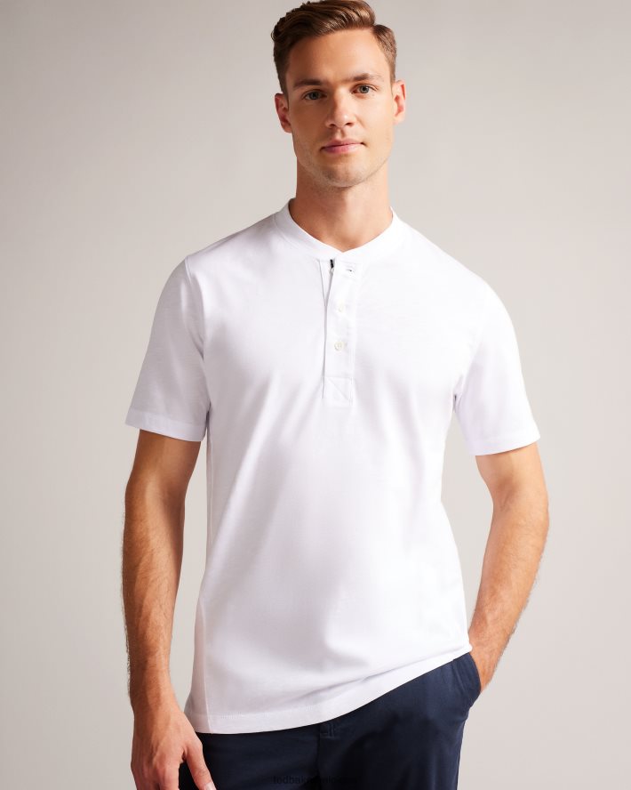 être Ted Baker Hommes chemise henley à manches courtes duddin blanc FR8J421208 vêtements