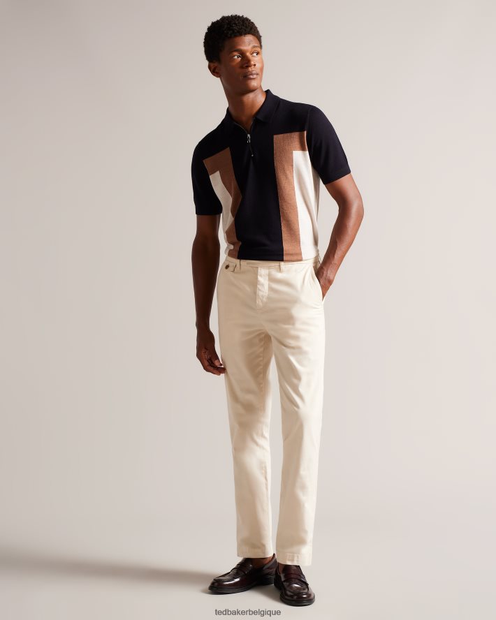 être Ted Baker Hommes larbrot polo à manches courtes et col zippé bleu marine foncé FR8J421349 vêtements