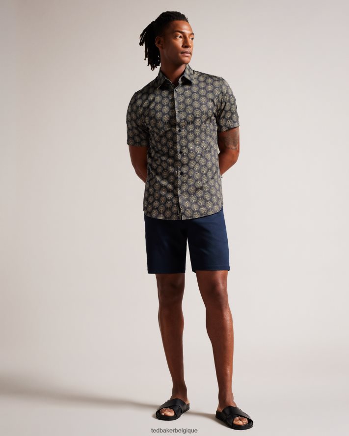être Ted Baker Hommes pearsho chemise géométrique cercle à manches courtes marine FR8J421402 vêtements