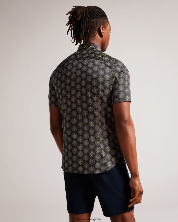 être Ted Baker Hommes pearsho chemise géométrique cercle à manches courtes marine FR8J421402 vêtements
