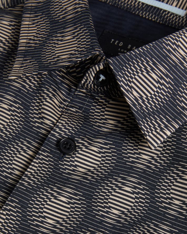 être Ted Baker Hommes pearsho chemise géométrique cercle à manches courtes marine FR8J421402 vêtements