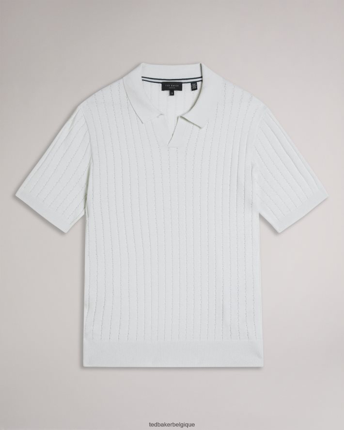 être Ted Baker Hommes polo botanique à manches courtes et col ouvert blanc FR8J421465 vêtements