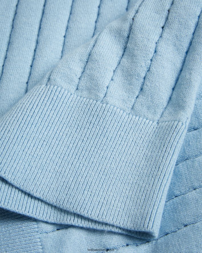 être Ted Baker Hommes polo botanique à manches courtes et col ouvert bleu ciel FR8J421464 vêtements