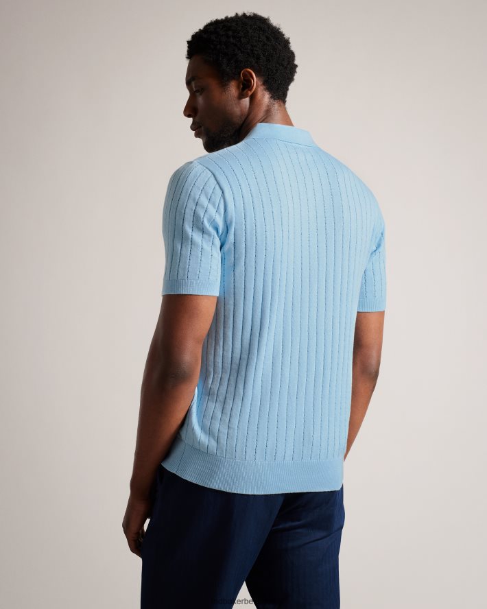 être Ted Baker Hommes polo botanique à manches courtes et col ouvert bleu ciel FR8J421464 vêtements