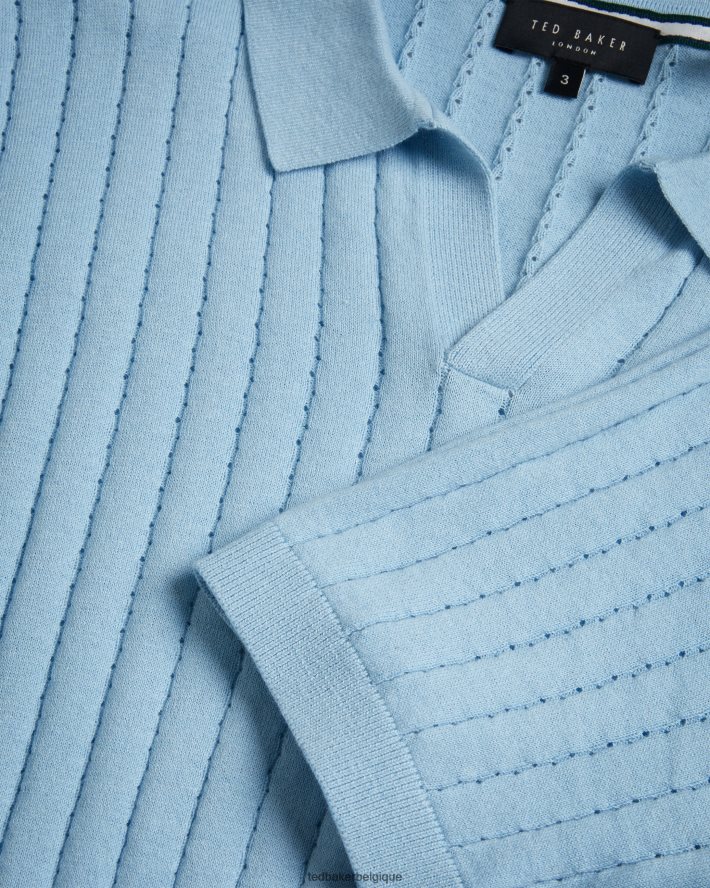 être Ted Baker Hommes polo botanique à manches courtes et col ouvert bleu ciel FR8J421464 vêtements