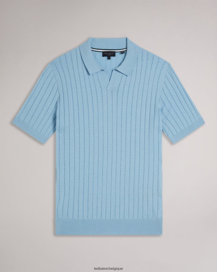 être Ted Baker Hommes polo botanique à manches courtes et col ouvert bleu ciel FR8J421464 vêtements
