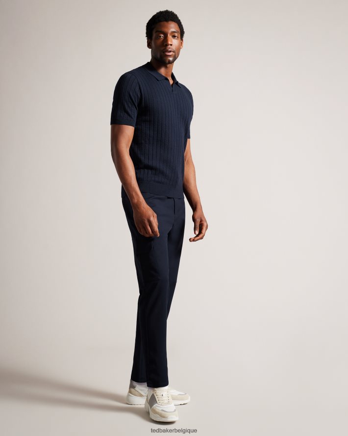 être Ted Baker Hommes polo botanique à manches courtes et col ouvert marine FR8J421514 vêtements