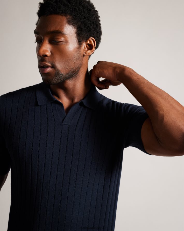 être Ted Baker Hommes polo botanique à manches courtes et col ouvert marine FR8J421514 vêtements