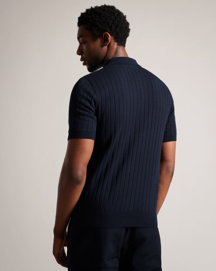 être Ted Baker Hommes polo botanique à manches courtes et col ouvert marine FR8J421514 vêtements