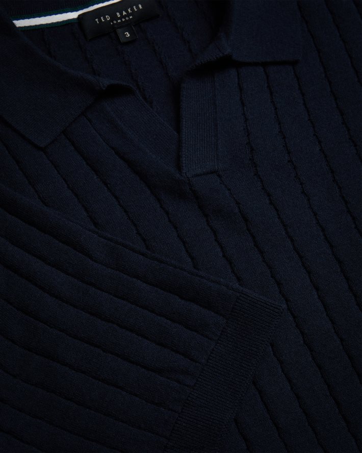 être Ted Baker Hommes polo botanique à manches courtes et col ouvert marine FR8J421514 vêtements